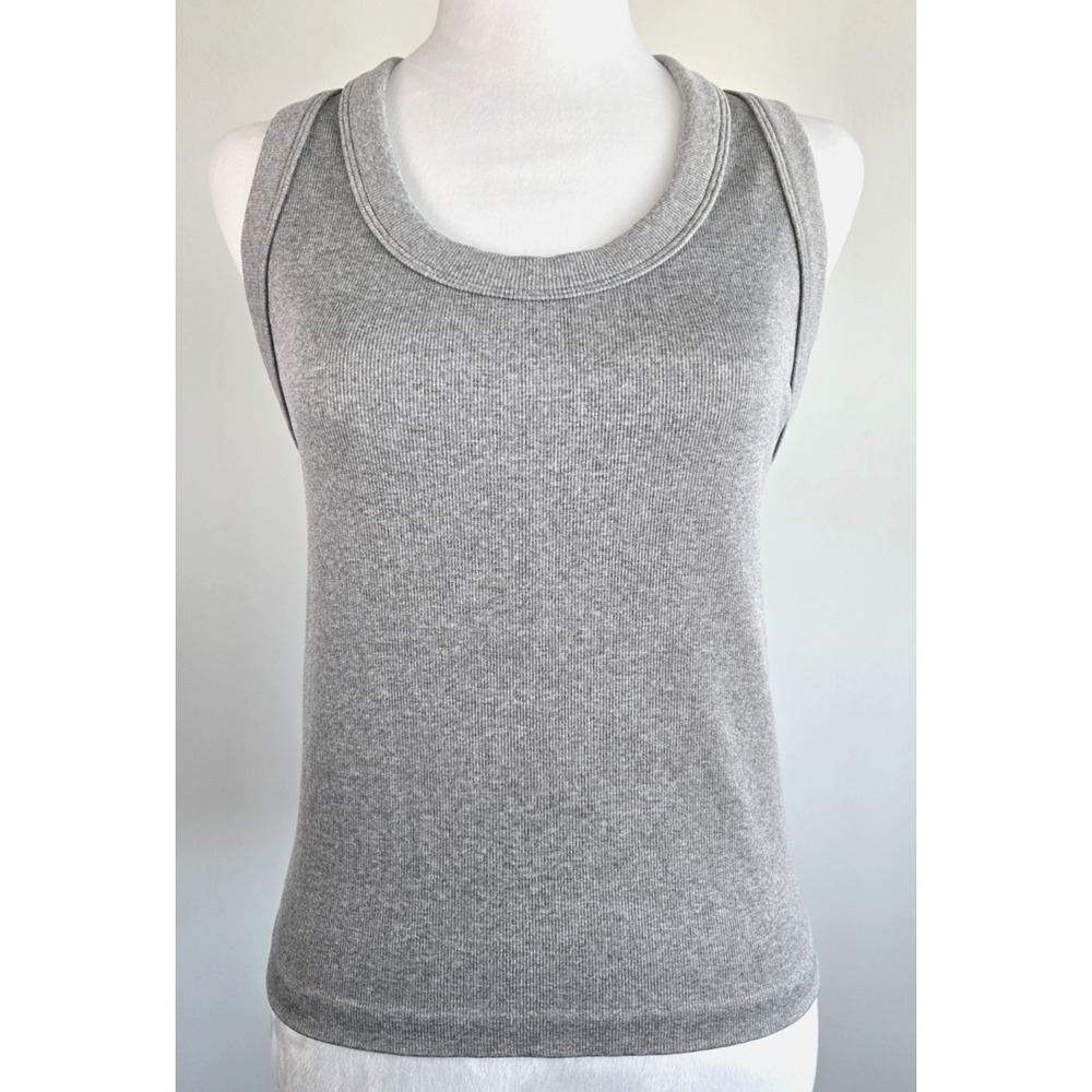 Reflex Tank Top Health Grey Round Neck Seamless Racerback Ribbed W's Sz L